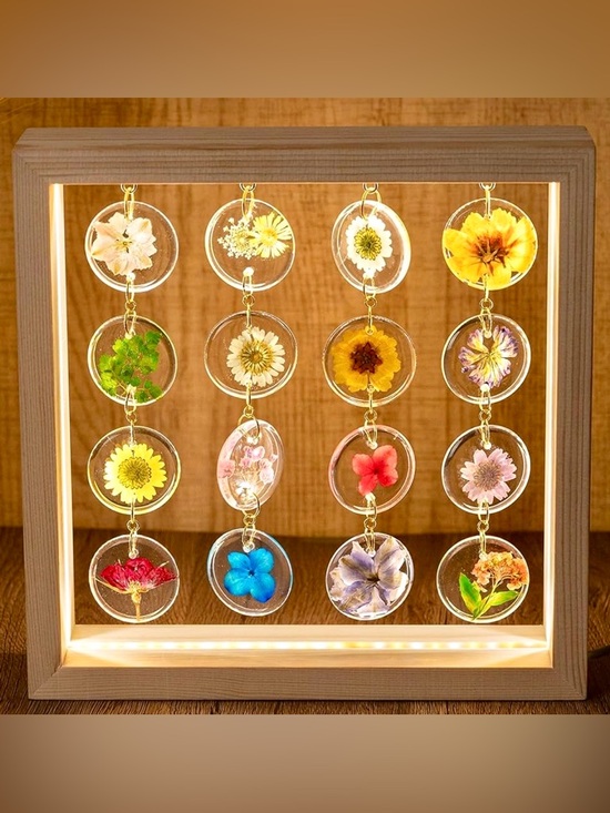 Other - Vintage style Floral Decor Boho PRESSED FLOWERS LED light lamp bohemian hippie